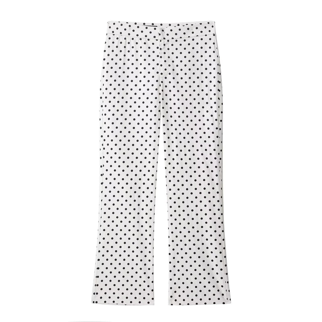 Damen nan weite High-Waist Schlaghose mit Punkteprint und elastischem Bund Echo Archiv