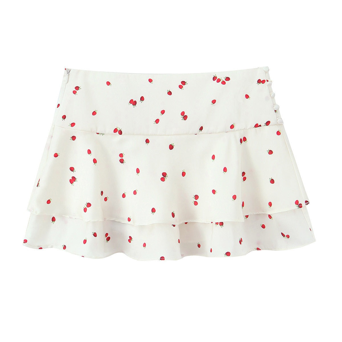 Damen Rüschenrock mit verspieltem Erdbeer-Grafikdesign und voluminösem Schnitt Echo Archiv