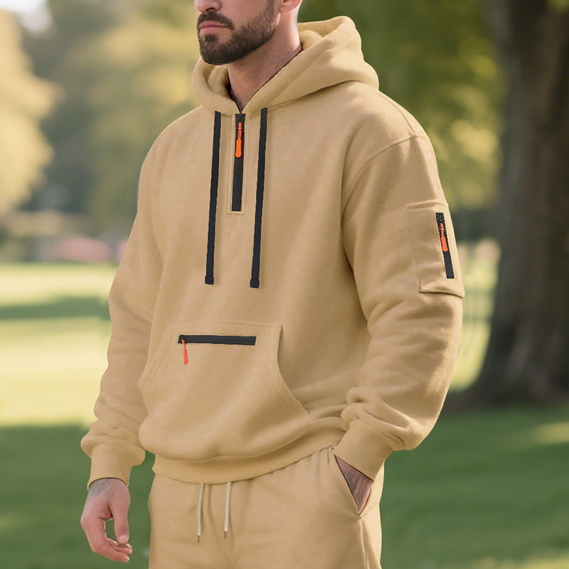 Herren Sportlicher Hoodie mit funktionalen Reißverschlusstaschen Echoarchiv