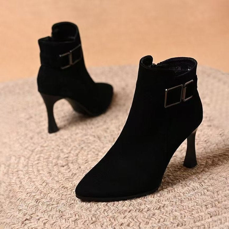 Damen Elegante Stiefeletten mit hohem Absatz und modischer Schnalle Echo Archiv
