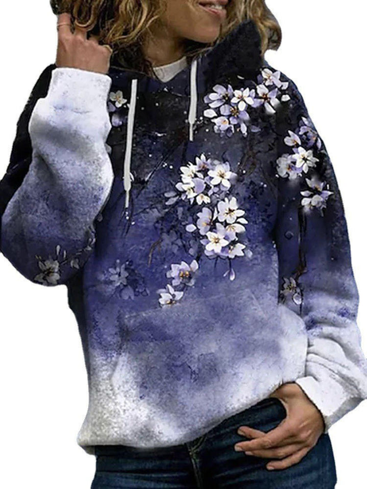 Damen Halloween Kapuzenpullover mit Kürbis- und Katzenprint, Paillettenbesatz und Oversize-Schnitt – Auréline