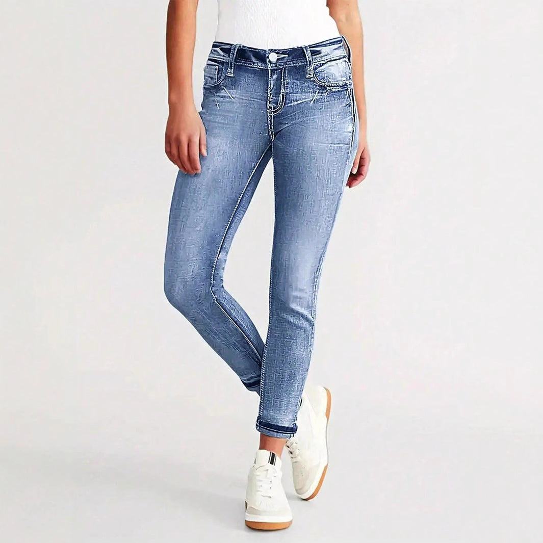 Damen Slim-Fit Stretch-Skinny-Jeans mit schmalem Knöchelabschluss und Five-Pocket-Design Echo Archiv