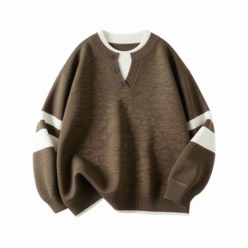 Damen Sportlicher Oversize-Pullover mit Knopfleiste Echo Archiv