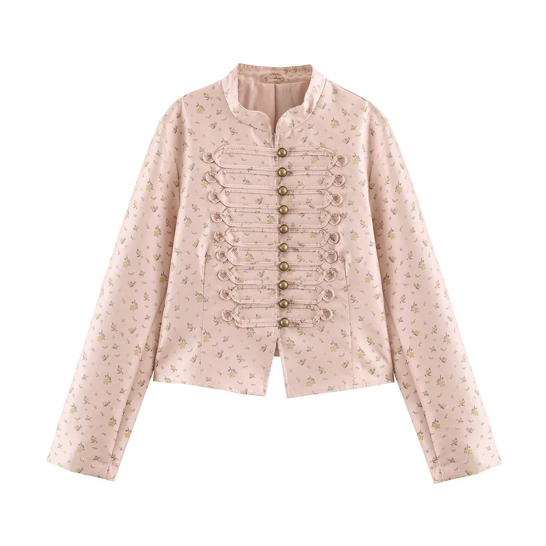 Damen Kurzblouson im romantischen Militärstil mit Blumenjacquard und dekorativen Kordelschließen Echo Archiv
