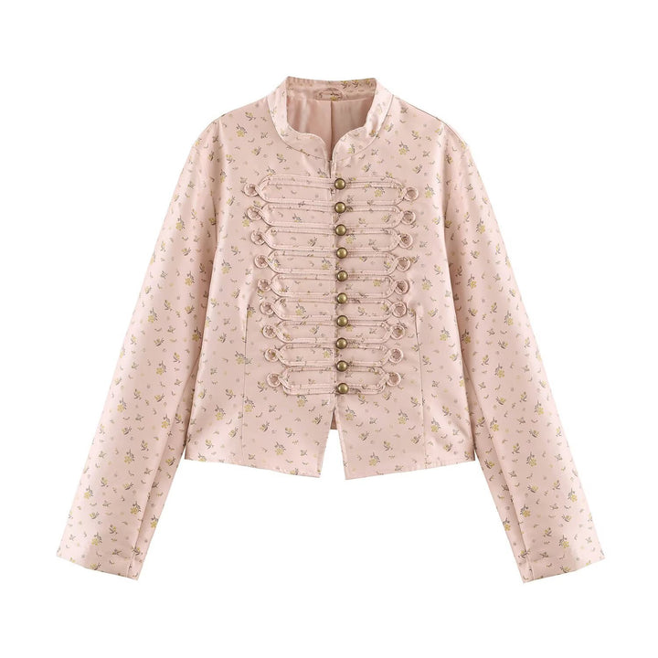Damen Kurzblouson im romantischen Militärstil mit Blumenjacquard und dekorativen Kordelschließen Echo Archiv