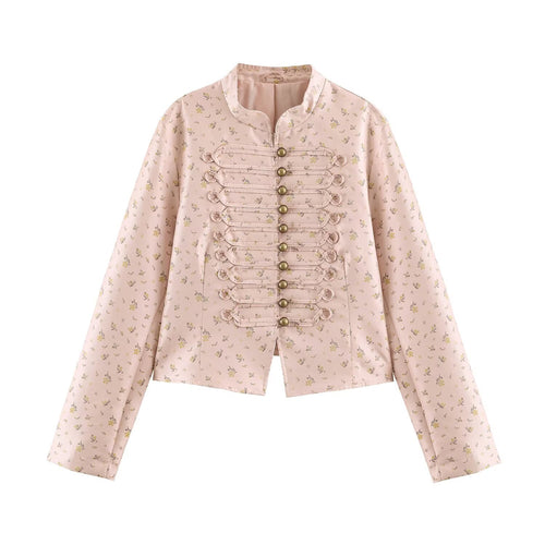 Damen Kurzblouson im romantischen Militärstil mit Blumenjacquard und dekorativen Kordelschließen Echo Archiv