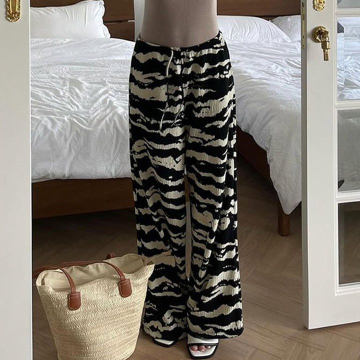 Damen nan weite Plissee-Hose mit Zebra-Muster, elastischem Tunnelzug und fließendem Jersey-Feeling Echo Archiv