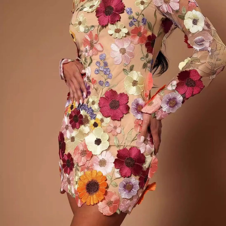 Damen Gesticktes Blumenkleid Echo Archiv