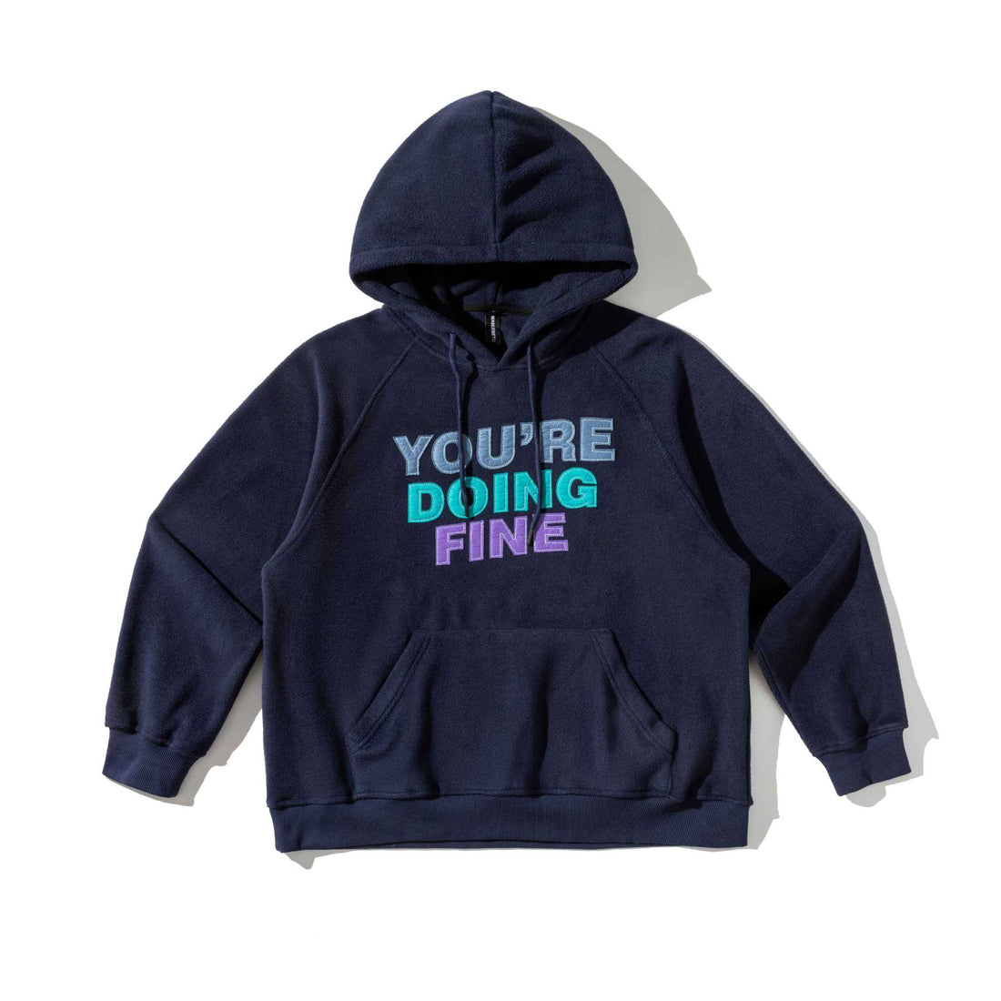 Unisex Weit geschnittener Fleece-Kapuzenpullover mit Statement-Stickerei Echoarchiv