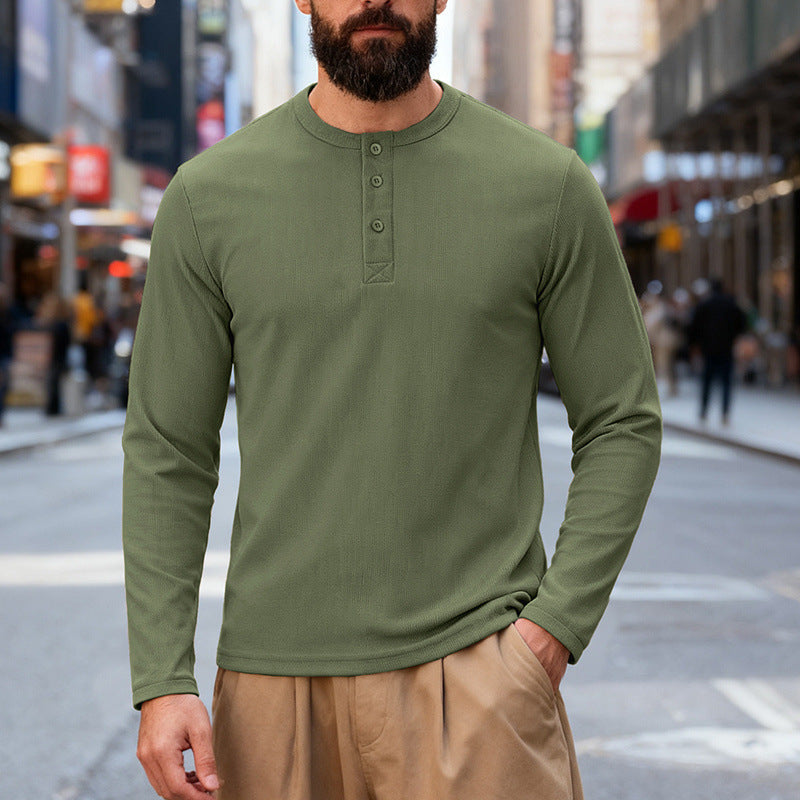 Herren nan Thermo-Henley-Langarmshirt mit Waffelstruktur, Rundhalsausschnitt und Knopfleiste Echo Archiv