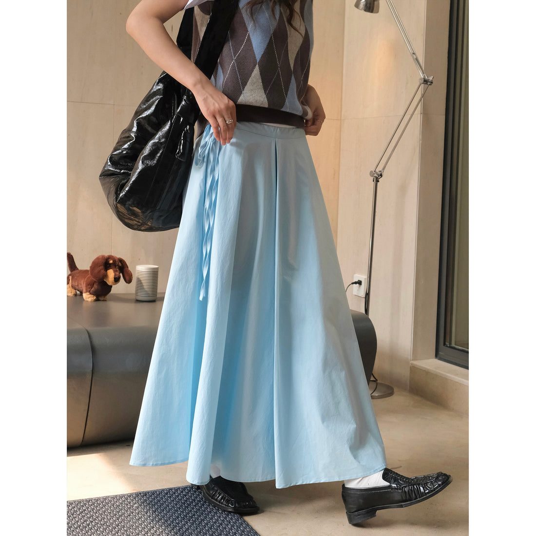 Damen Weicher High‑Waist Maxirock mit Tunnelzug, weitem Fall und fließender Volant‑Silhouette Echoarchiv