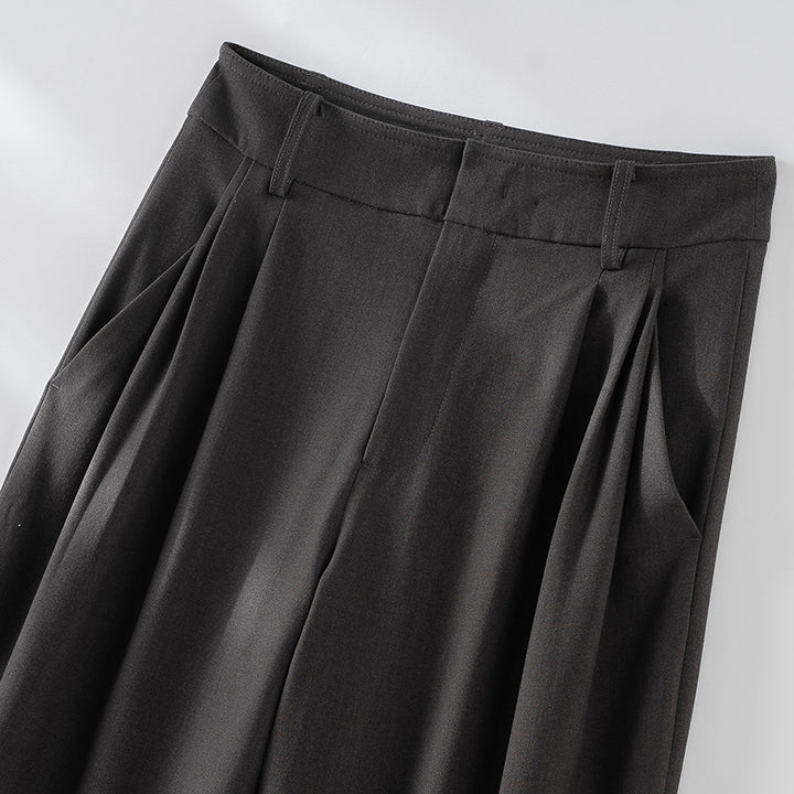 Damen Hochtaillierte Palazzo-Stoffhose mit Bundfalten, Eingrifftaschen und klarer Bügelfalte Echoarchiv