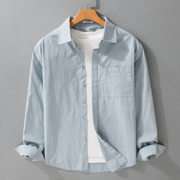 Herren Relaxed-Fit Baumwoll-Overshirt mit Kentkragen und Brusttasche Echoarchiv