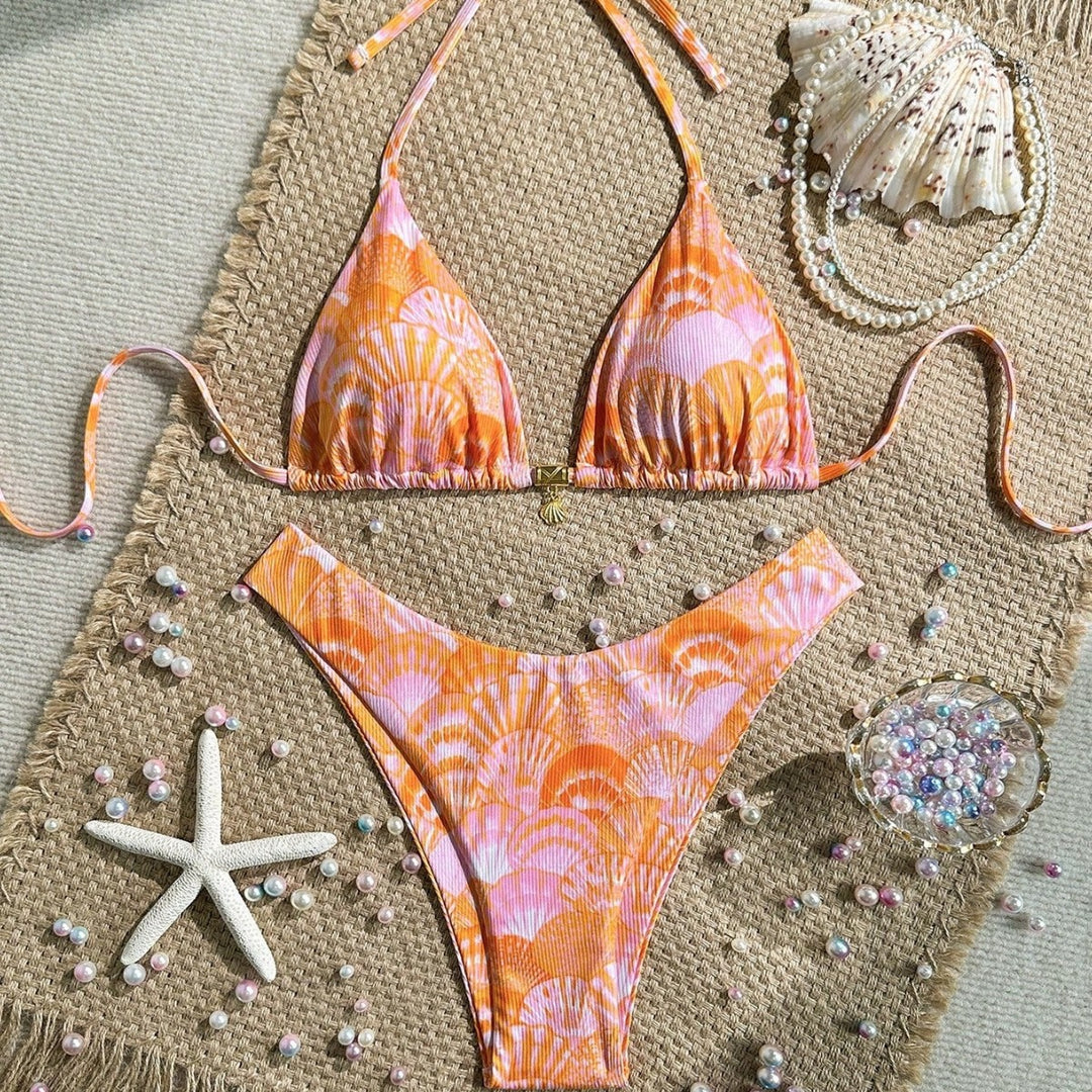 Damen Triangel-Bikini mit Muschel-Muster Echo Archiv