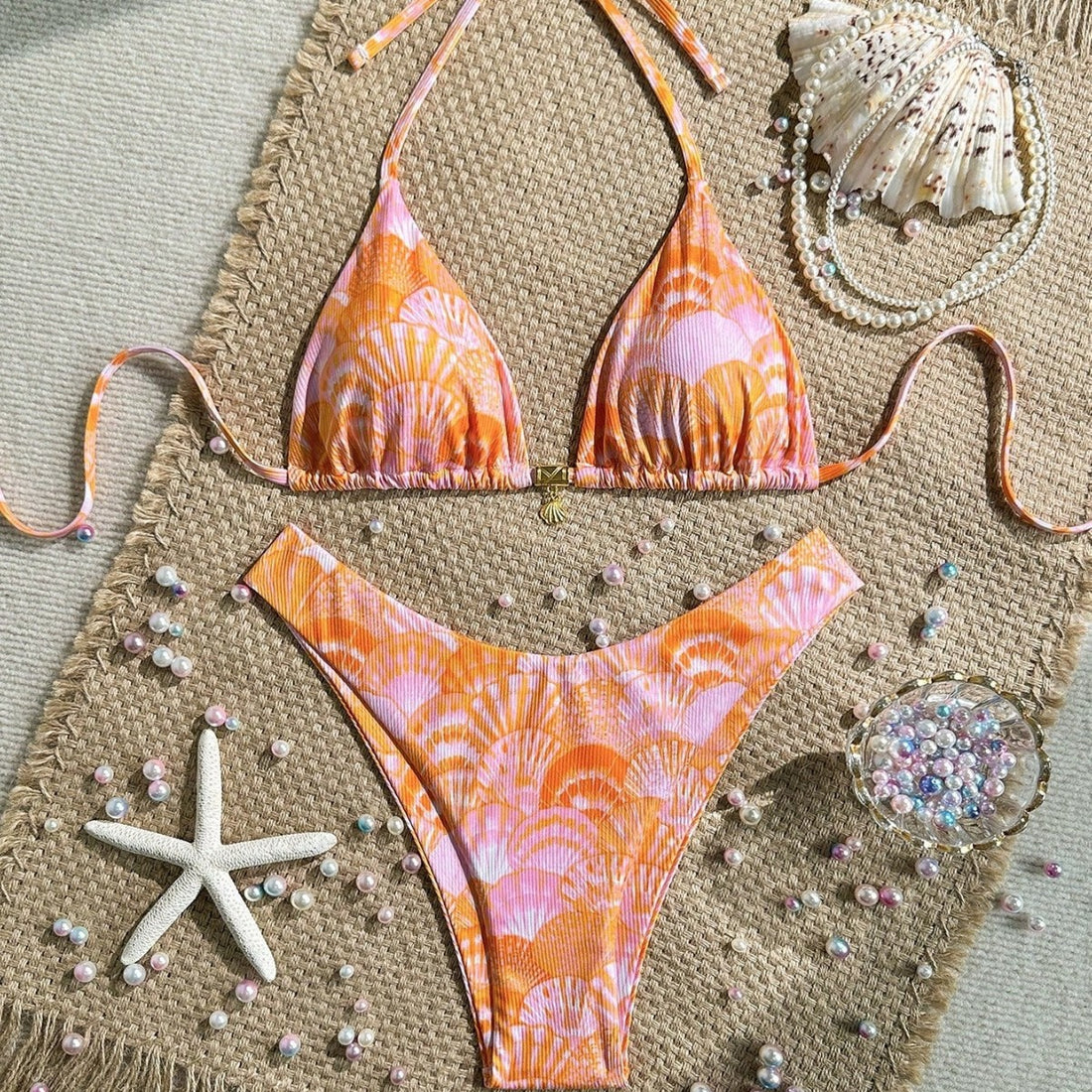Damen Triangel-Bikini mit Muschel-Muster – Maréssa