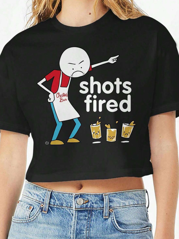 Damen Crop-Top mit auffälligem Schriftzug Echo Archiv