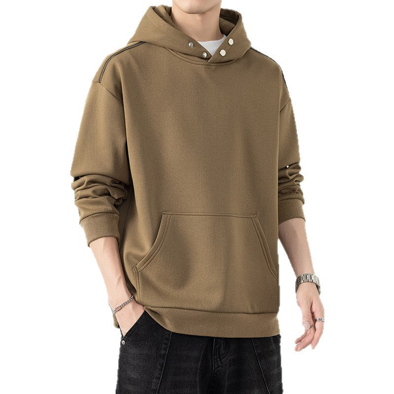 Herren Oversize-Kapuzenpullover mit Kängurutasche & Druckknopf-Hals Echo Archiv