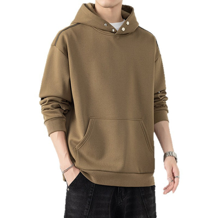 Herren Oversize-Kapuzenpullover mit Kängurutasche & Druckknopf-Hals Echo Archiv