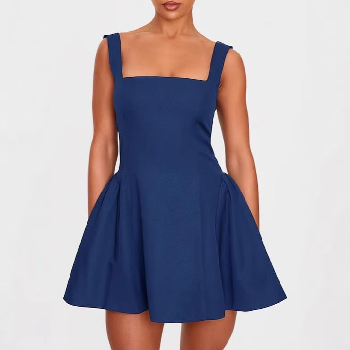 Damen A-Linien Kleid mit quadratischem Ausschnitt und angeschnittenen Taschen Echo Archiv
