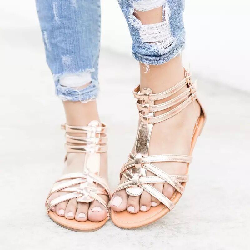 Damen Boho-Sandalen mit verstellbaren Knöchelriemen und Ethno‑Print – Sorelia