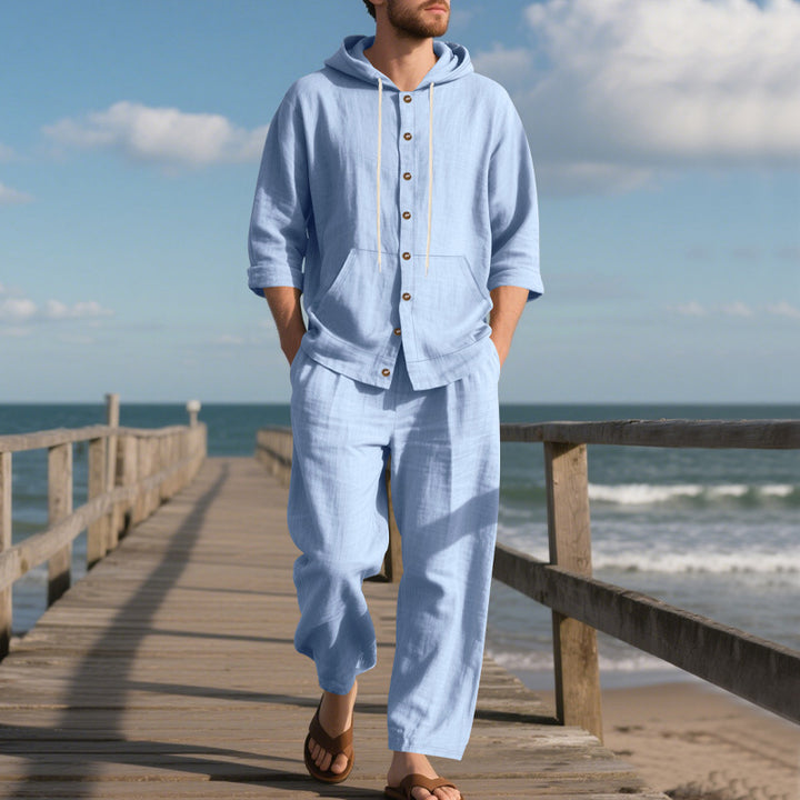 Herren bequeme Freizeit-Hose und Kapuzenjacke Set Echoarchiv