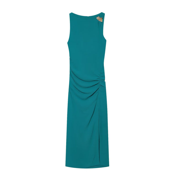Damen Maxikleid mit elegantem Faltenwurf und asymmetrischem Saum Echo Archiv