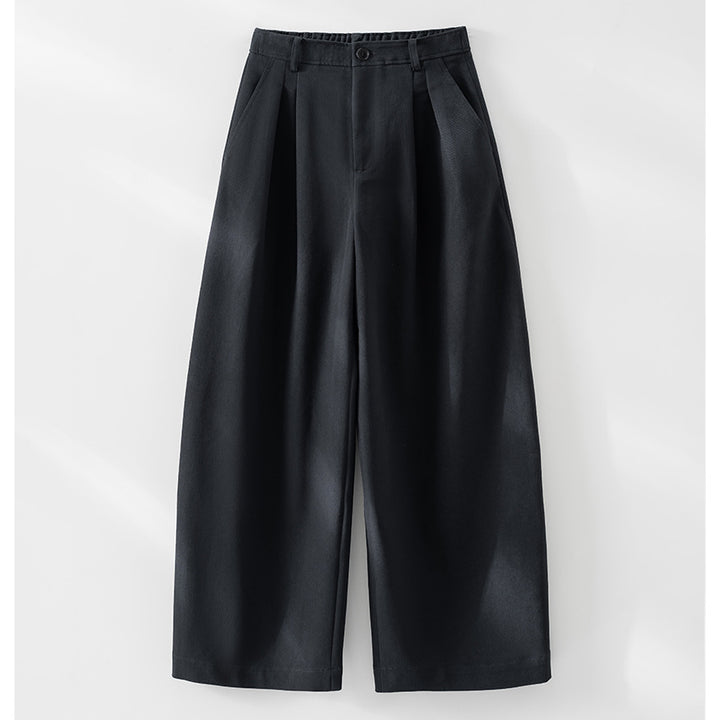 Damen Hochtaillierte Bundfalten-Palazzohose mit weitem Bein und teil-elastischem Bund Echoarchiv