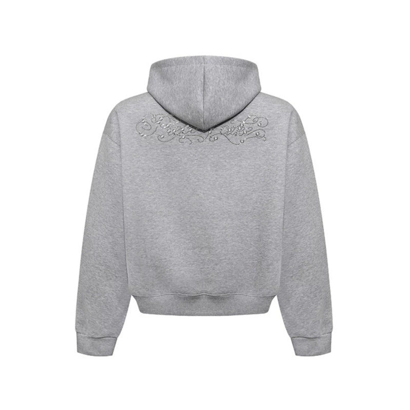 Damen Kapuzenpullover mit Schmuckstein‑Besatz und Kängurutasche Echoarchiv