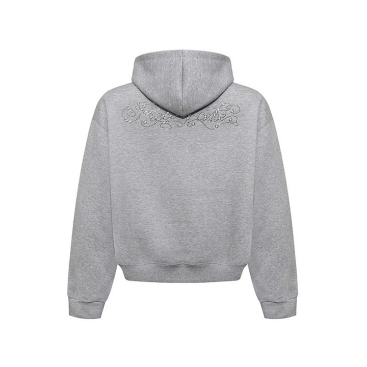 Damen Kapuzenpullover mit Schmuckstein‑Besatz und Kängurutasche Echoarchiv