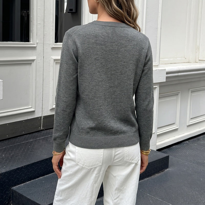 Damen Feinstrick-Cardigan mit kontrastfarbenen Knöpfen und rundem Ausschnitt Echoarchiv