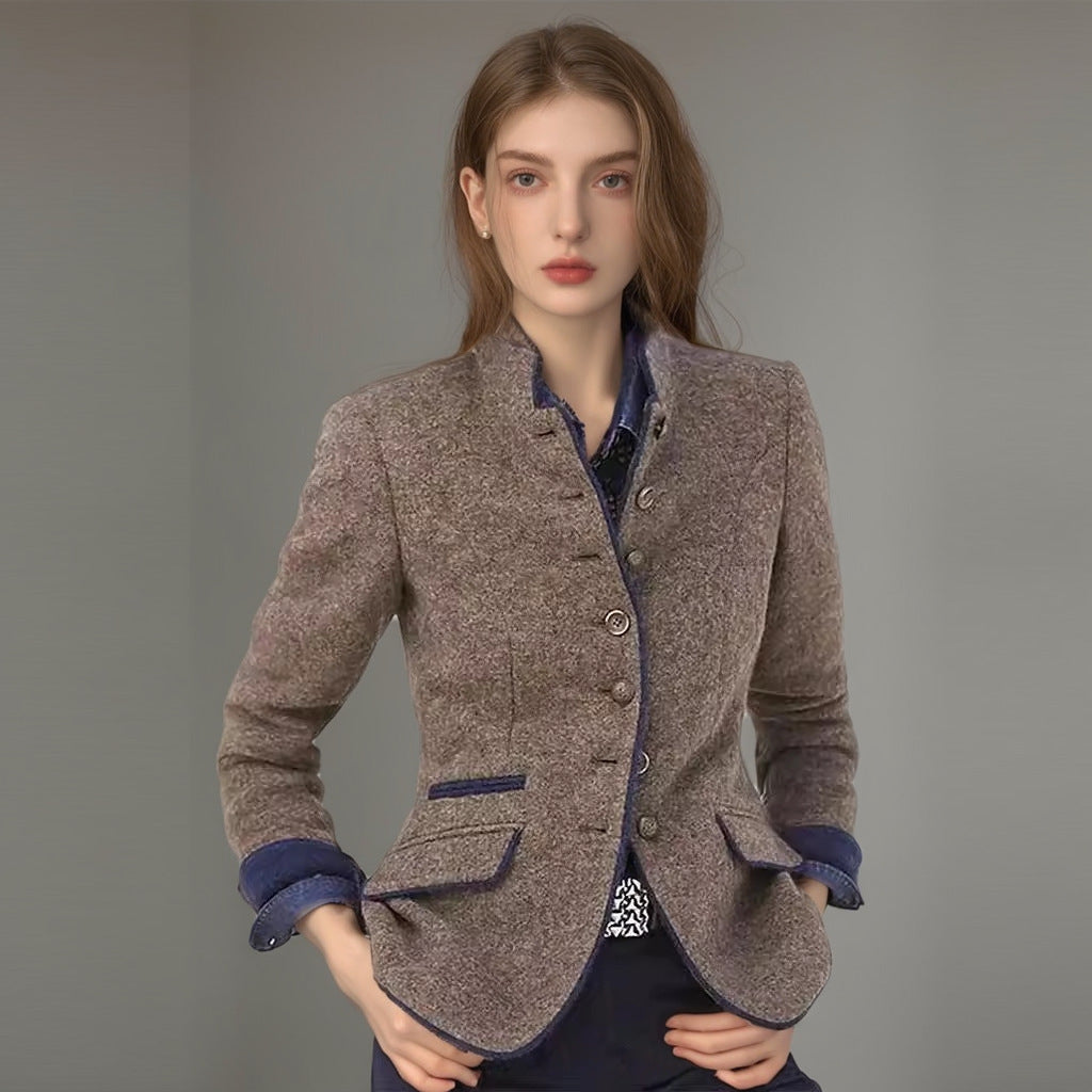 Damen elegante Blazerjacke mit Knopfleiste und praktischen Taschen Echoarchiv