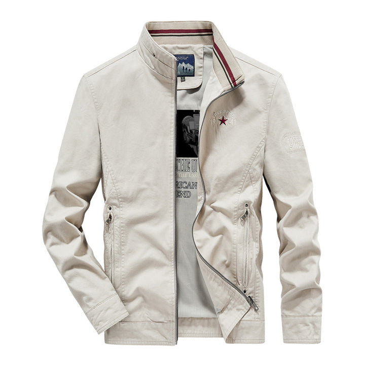 Herren Leichte Übergangsjacke mit Stehkragen, Frontreißverschluss und Innengrafik Echoarchiv