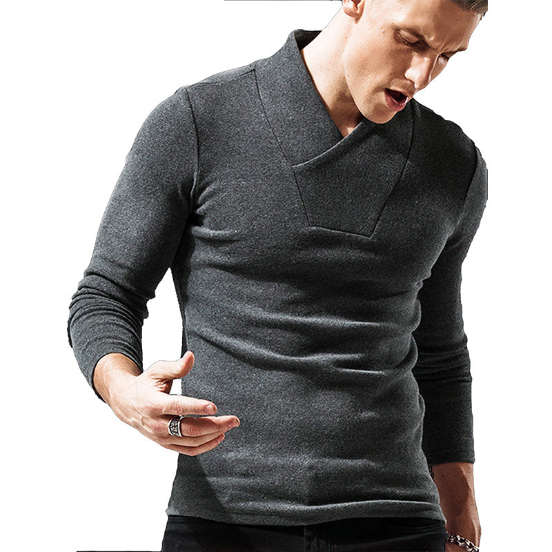 Herren Langarmshirt mit asymmetrischem Kragen und weichem Material Echoarchiv