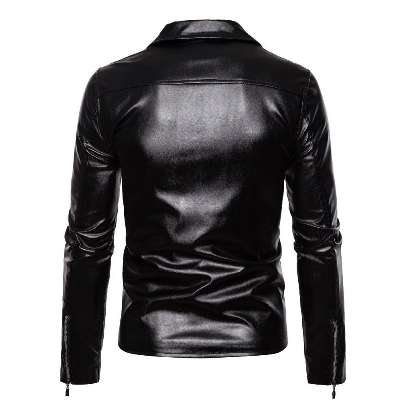Herren Biker-Lederjacke mit asymmetrischem Reißverschluss und stylischen Nieten Echoarchiv