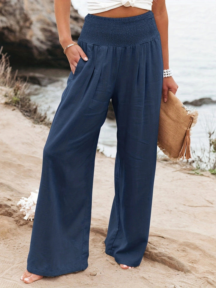 Damen weite Leinenhose mit elastischem Bund Echoarchiv