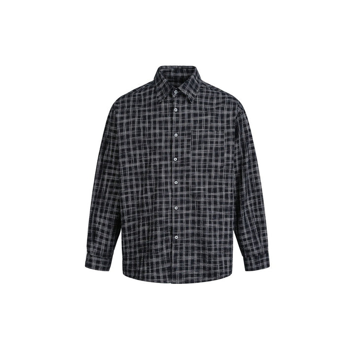Damen Oversize-Hemd aus Leinen‑Baumwoll‑Mix mit feinem Karomuster Echoarchiv