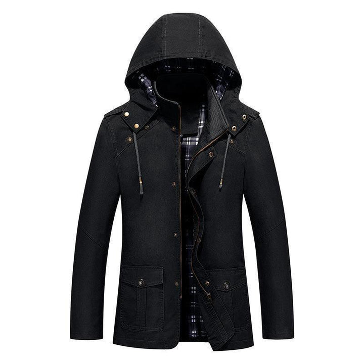 Herren Leichter Kapuzenparka mit kariertem Innenfutter und Multifunktions-Taschen Echo Archiv