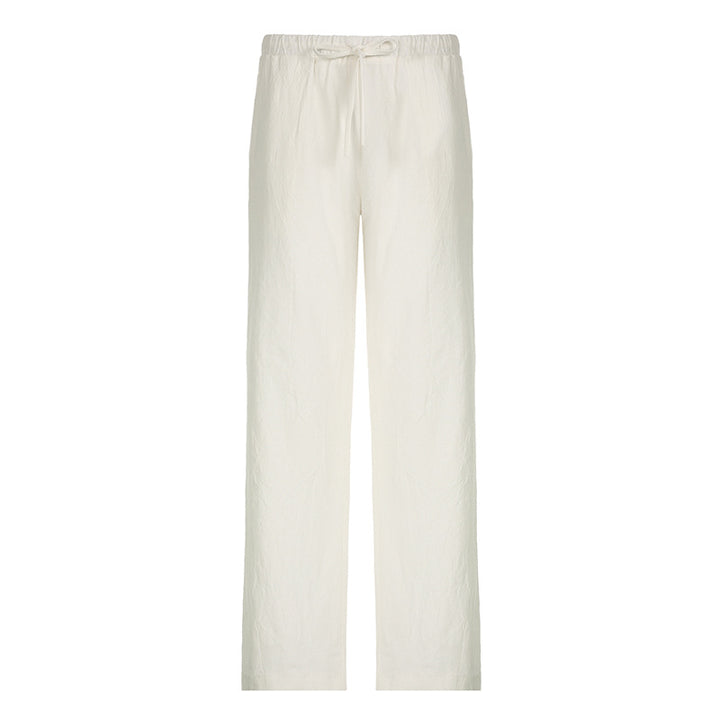 Damen lockere Leinenhose mit elastischem Bund und seitlichen Eingrifftaschen Echo Archiv