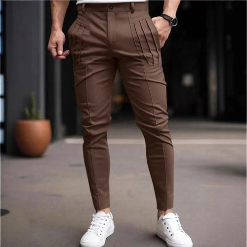 Herren modische Slim-Fit Trousers mit Falten und speziellen Taschen Echoarchiv