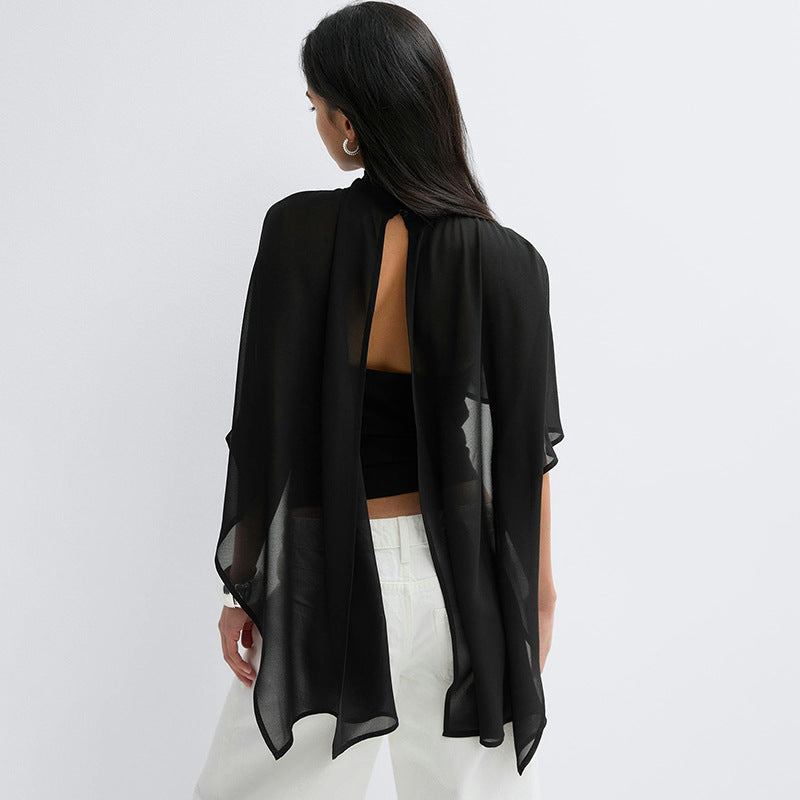 Damen elegantes Top mit transparenten Flügel-Ärmeln Echo Archiv
