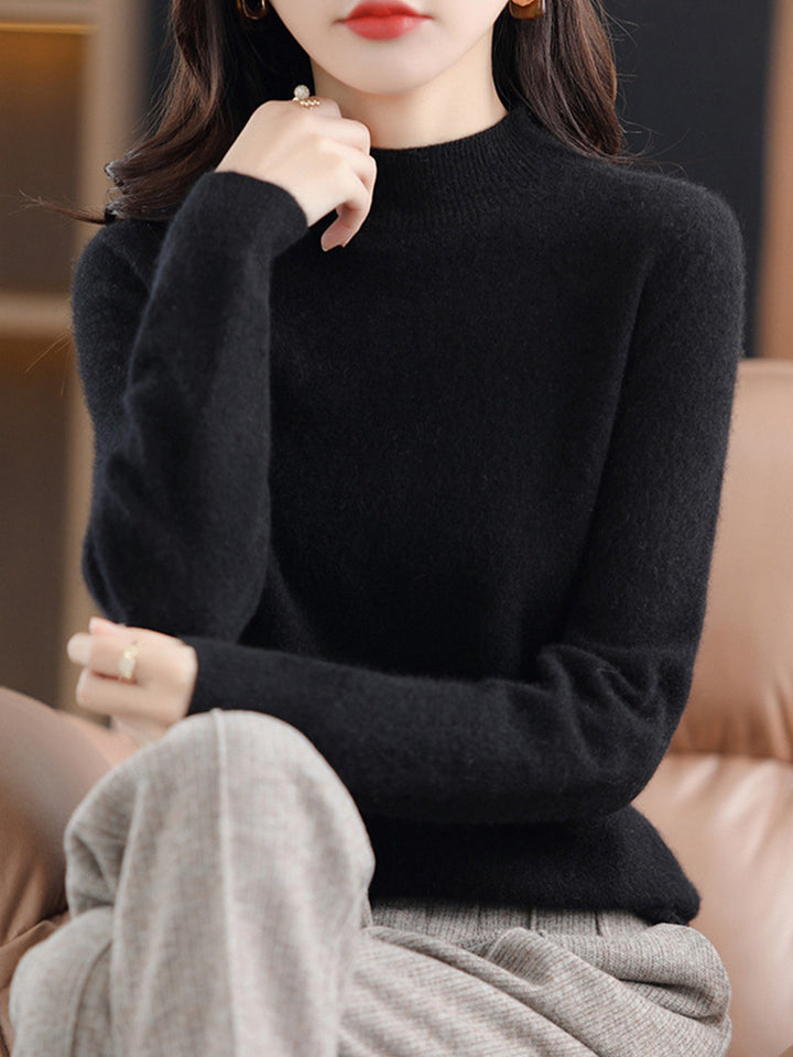 Damen Kurz-Mockneck-Pullover aus Kaschmir‑Look mit leichter Flauschoptik Echoarchiv