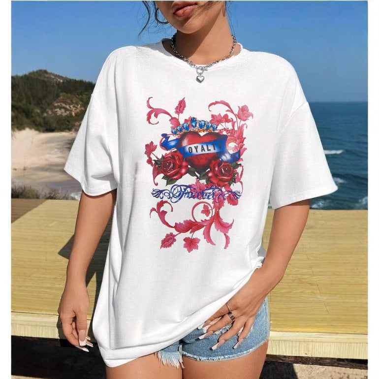 Damen T-Shirt mit kreativem Katzenmotiv und verspielter Schleife Echo Archiv