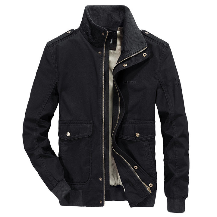 Herren Vintage-Canvas-Blouson mit hochschließendem Stehkragen und aufgesetzten Klappentaschen Echo Archiv