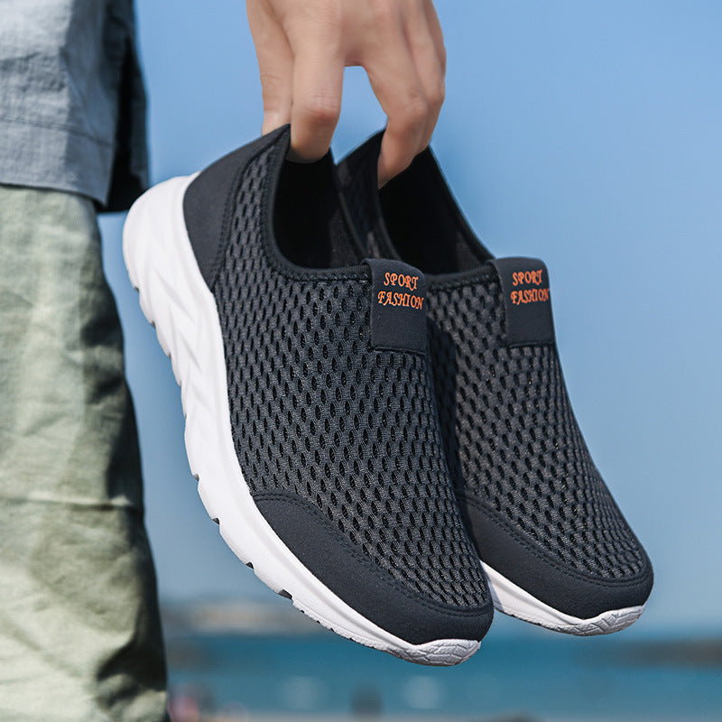 Herren leichte Slip-On Laufsneaker mit nahtlosem Maschenoberteil und stoßdämpfender Wellen-EVA-Sohle – Tavélo
