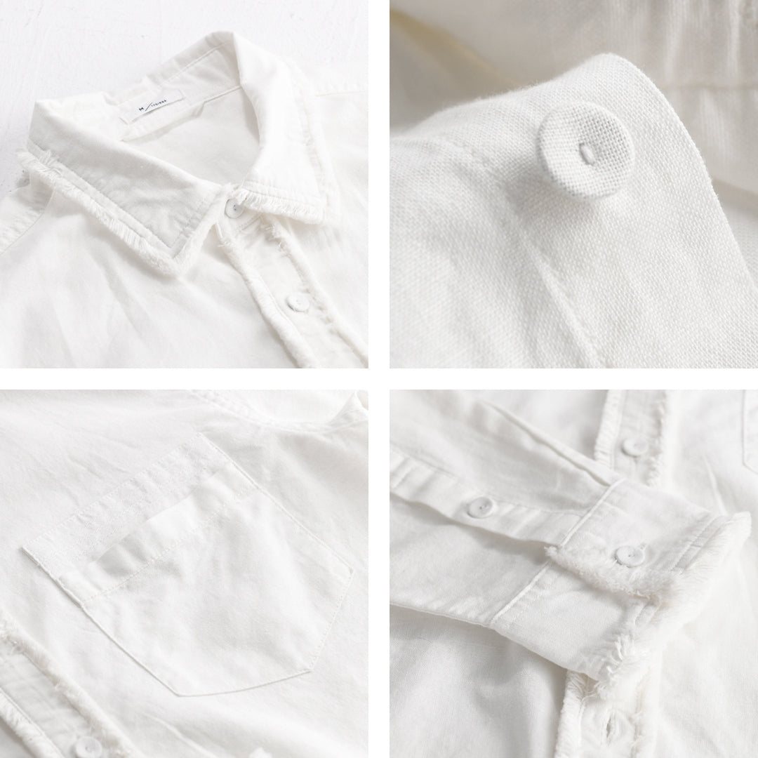 Herren Fransen-Overshirt aus Baumwollmix mit Brusttasche und Knopfleiste Echoarchiv