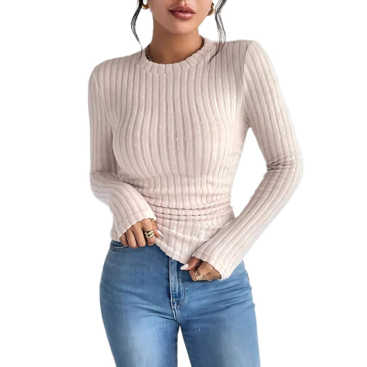 Damen Geripptes Langarmshirt mit vertikaler Plissee‑Optik und taillierter Passform Echo Archiv
