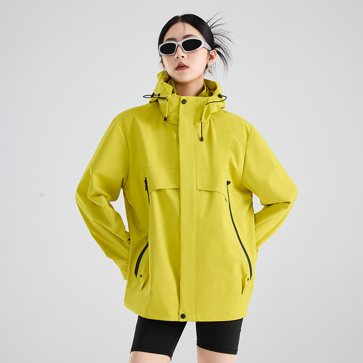 Damen technische wasserdichte Oversize-Parka mit Kapuze und verdeckten Reißverschlusstaschen Echoarchiv