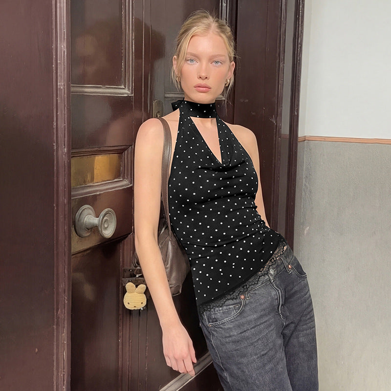 Damen Figurnahes Haltertop mit verspieltem Punktedesign Echo Archiv