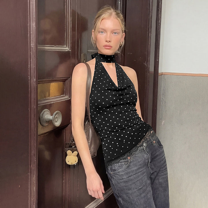 Damen Figurnahes Haltertop mit verspieltem Punktedesign Echo Archiv