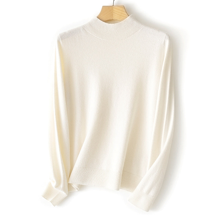 Damen Feiner Stehkragen-Pullover aus Kaschmir-Mix mit gerippten Abschlüssen Echoarchiv